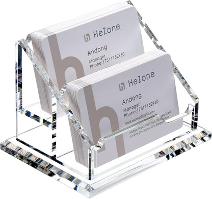 Acrylic Card Holder Clear Horizontal Business Card Organizer Stand for Desk 1 Slots Business Cards Stand for Women and Men,Office Desk Accessories,Organize 50 Cards-1 Pack