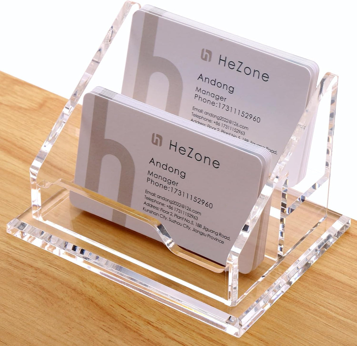 Acrylic Card Holder Clear Horizontal Business Card Organizer Stand for Desk 1 Slots Business Cards Stand for Women and Men,Office Desk Accessories,Organize 50 Cards-1 Pack
