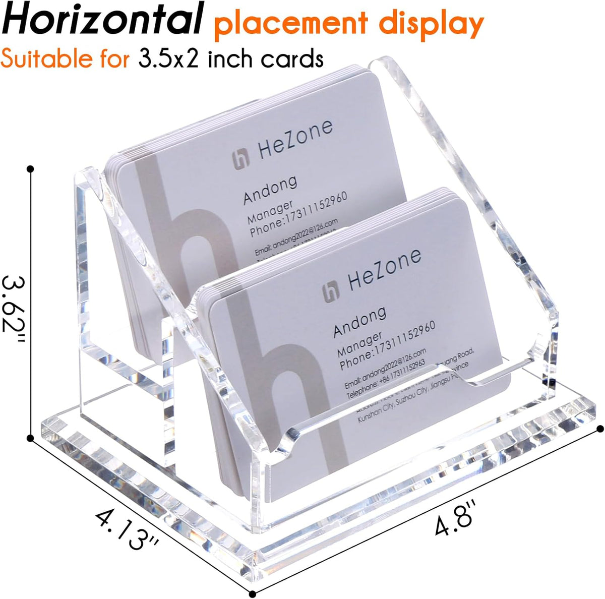 Acrylic Card Holder Clear Horizontal Business Card Organizer Stand for Desk 1 Slots Business Cards Stand for Women and Men,Office Desk Accessories,Organize 50 Cards-1 Pack