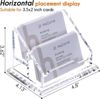 Acrylic Card Holder Clear Horizontal Business Card Organizer Stand for Desk 1 Slots Business Cards Stand for Women and Men,Office Desk Accessories,Organize 50 Cards-1 Pack