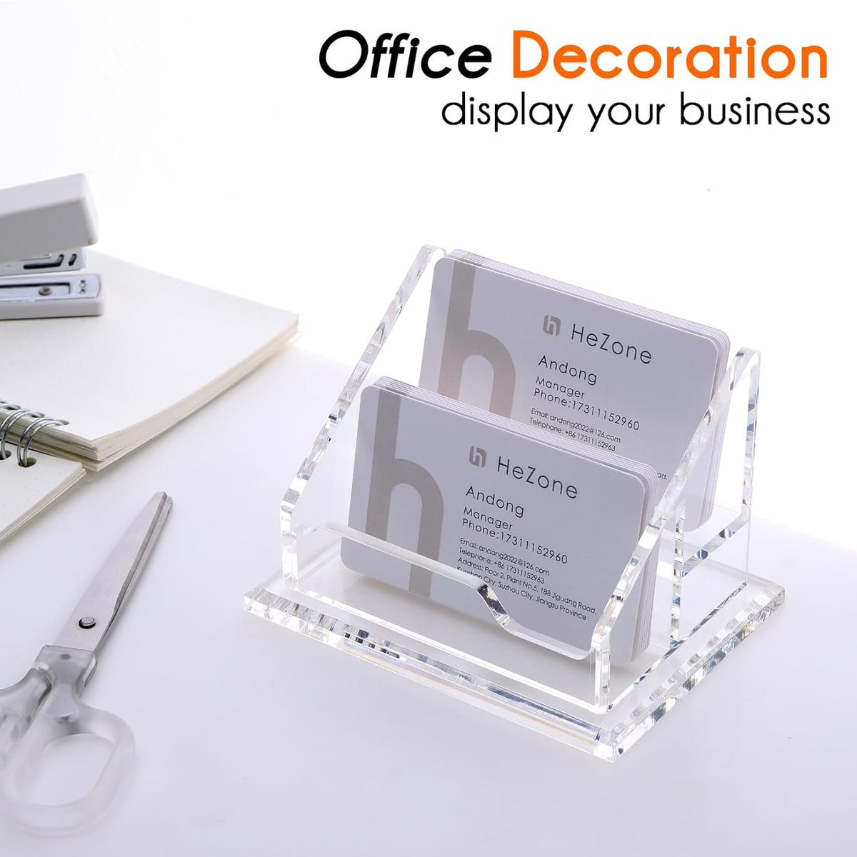 Acrylic Card Holder Clear Horizontal Business Card Organizer Stand for Desk 1 Slots Business Cards Stand for Women and Men,Office Desk Accessories,Organize 50 Cards-1 Pack