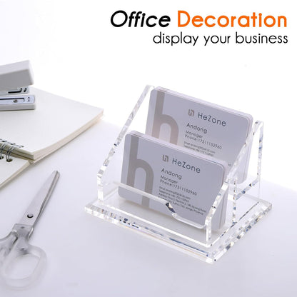 Acrylic Card Holder Clear Horizontal Business Card Organizer Stand for Desk 1 Slots Business Cards Stand for Women and Men,Office Desk Accessories,Organize 50 Cards-1 Pack