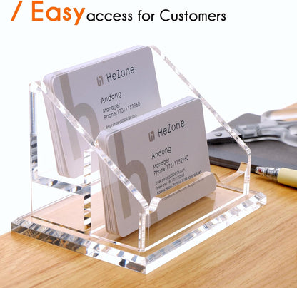 Acrylic Card Holder Clear Horizontal Business Card Organizer Stand for Desk 1 Slots Business Cards Stand for Women and Men,Office Desk Accessories,Organize 50 Cards-1 Pack