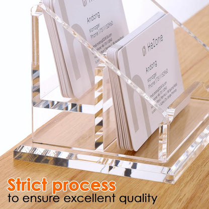 Acrylic Card Holder Clear Horizontal Business Card Organizer Stand for Desk 1 Slots Business Cards Stand for Women and Men,Office Desk Accessories,Organize 50 Cards-1 Pack