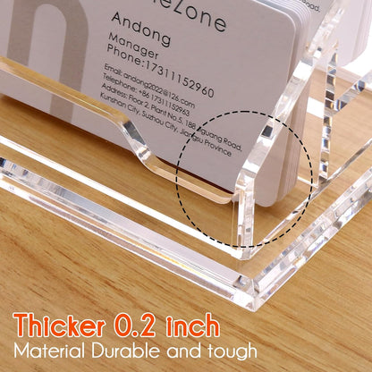 Acrylic Card Holder Clear Horizontal Business Card Organizer Stand for Desk 1 Slots Business Cards Stand for Women and Men,Office Desk Accessories,Organize 50 Cards-1 Pack