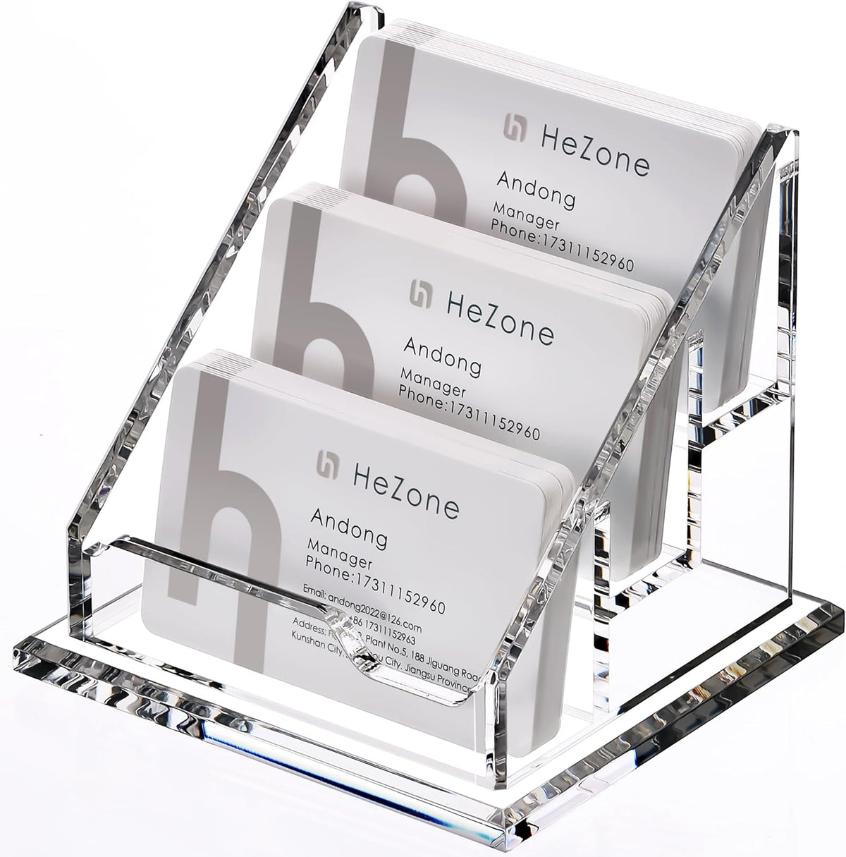 Acrylic Card Holder Clear Horizontal Business Card Organizer Stand for Desk 1 Slots Business Cards Stand for Women and Men,Office Desk Accessories,Organize 50 Cards-1 Pack