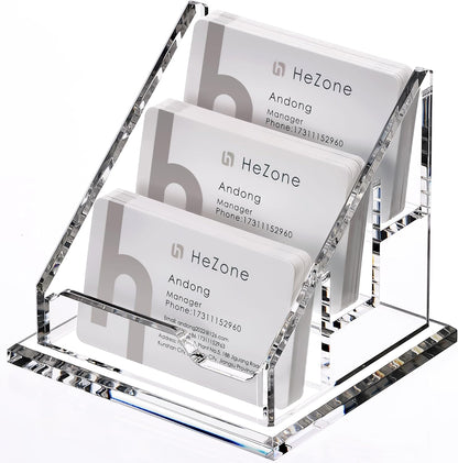 Acrylic Card Holder Clear Horizontal Business Card Organizer Stand for Desk 1 Slots Business Cards Stand for Women and Men,Office Desk Accessories,Organize 50 Cards-1 Pack
