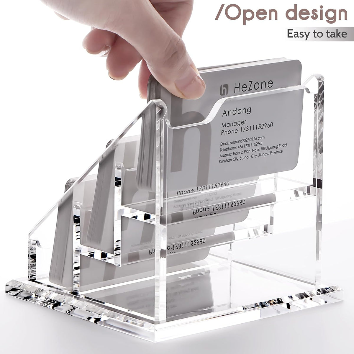 Acrylic Card Holder Clear Horizontal Business Card Organizer Stand for Desk 1 Slots Business Cards Stand for Women and Men,Office Desk Accessories,Organize 50 Cards-1 Pack