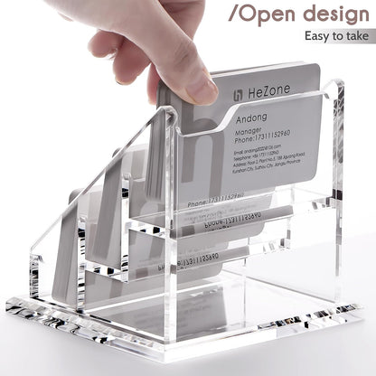 Acrylic Card Holder Clear Horizontal Business Card Organizer Stand for Desk 1 Slots Business Cards Stand for Women and Men,Office Desk Accessories,Organize 50 Cards-1 Pack