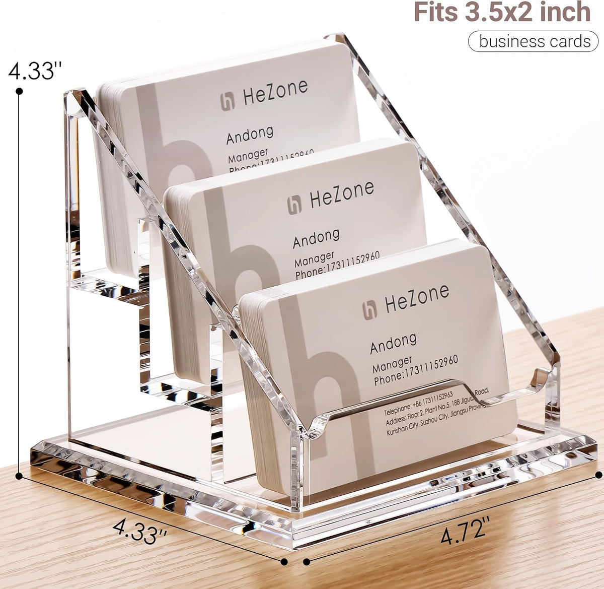 Acrylic Card Holder Clear Horizontal Business Card Organizer Stand for Desk 1 Slots Business Cards Stand for Women and Men,Office Desk Accessories,Organize 50 Cards-1 Pack
