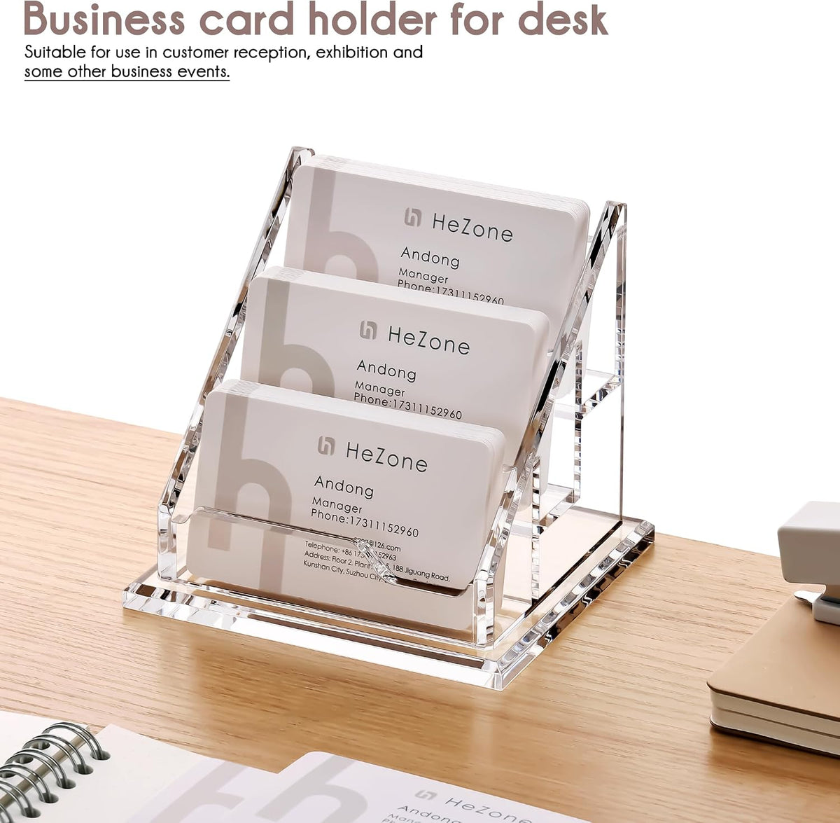 Acrylic Card Holder Clear Horizontal Business Card Organizer Stand for Desk 1 Slots Business Cards Stand for Women and Men,Office Desk Accessories,Organize 50 Cards-1 Pack