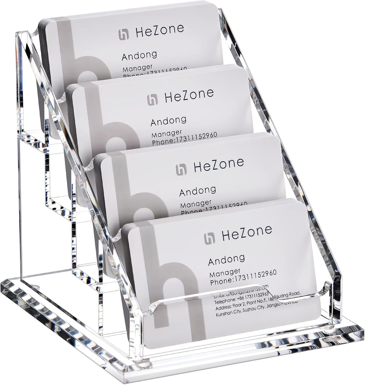 Acrylic Card Holder Clear Horizontal Business Card Organizer Stand for Desk 1 Slots Business Cards Stand for Women and Men,Office Desk Accessories,Organize 50 Cards-1 Pack