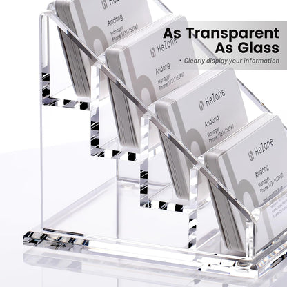 Acrylic Card Holder Clear Horizontal Business Card Organizer Stand for Desk 1 Slots Business Cards Stand for Women and Men,Office Desk Accessories,Organize 50 Cards-1 Pack