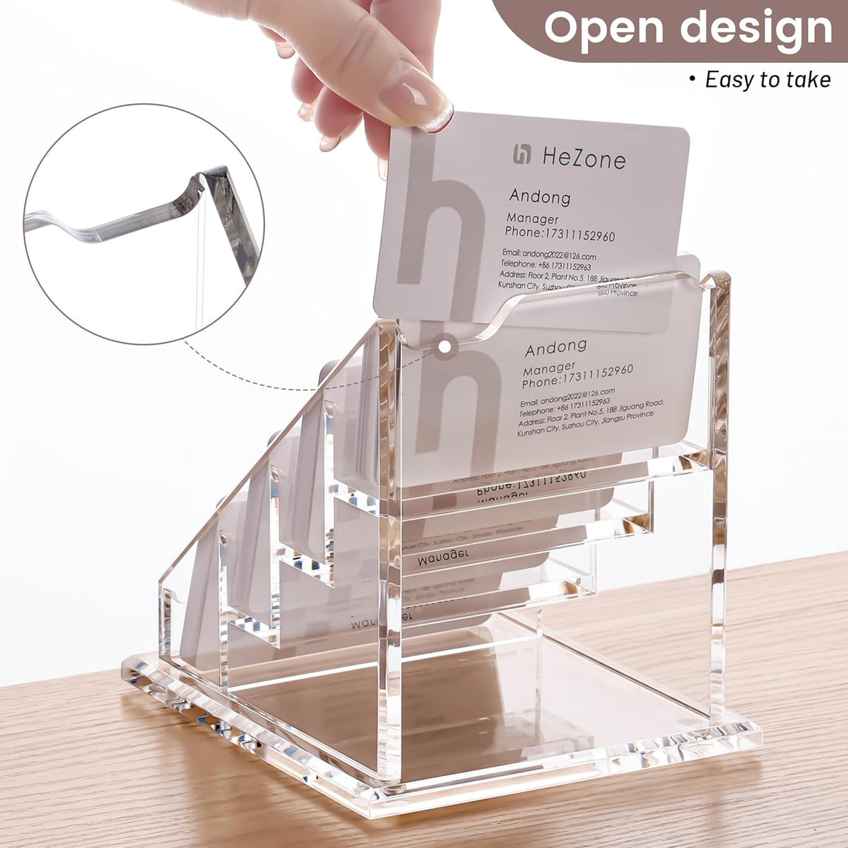 Acrylic Card Holder Clear Horizontal Business Card Organizer Stand for Desk 1 Slots Business Cards Stand for Women and Men,Office Desk Accessories,Organize 50 Cards-1 Pack