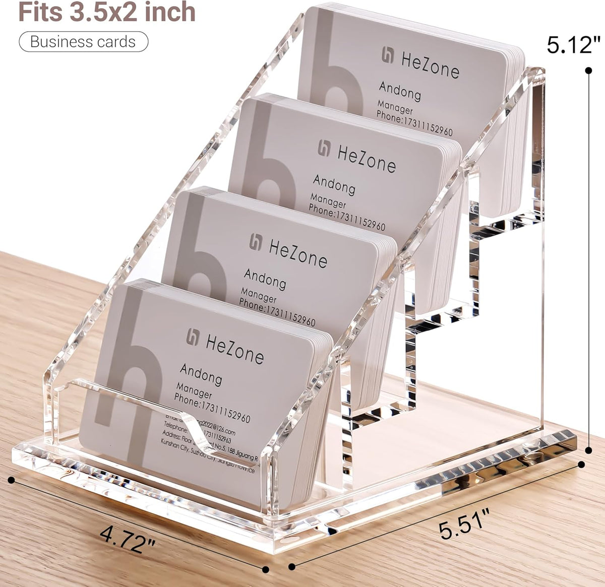 Acrylic Card Holder Clear Horizontal Business Card Organizer Stand for Desk 1 Slots Business Cards Stand for Women and Men,Office Desk Accessories,Organize 50 Cards-1 Pack