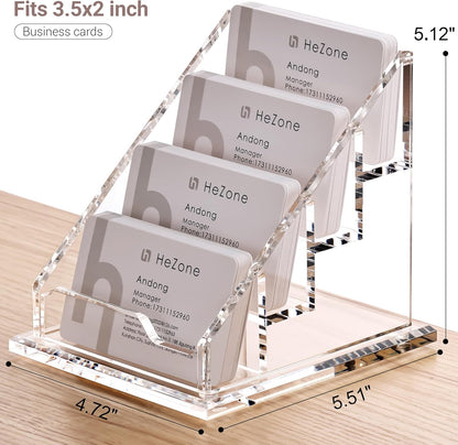 Acrylic Card Holder Clear Horizontal Business Card Organizer Stand for Desk 1 Slots Business Cards Stand for Women and Men,Office Desk Accessories,Organize 50 Cards-1 Pack