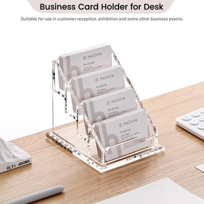 Acrylic Card Holder Clear Horizontal Business Card Organizer Stand for Desk 1 Slots Business Cards Stand for Women and Men,Office Desk Accessories,Organize 50 Cards-1 Pack