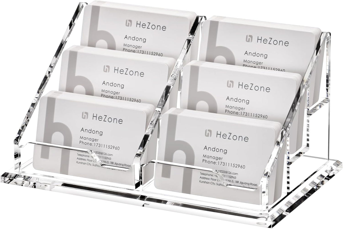 Acrylic Card Holder Clear Horizontal Business Card Organizer Stand for Desk 1 Slots Business Cards Stand for Women and Men,Office Desk Accessories,Organize 50 Cards-1 Pack