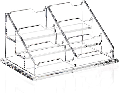 Acrylic Card Holder Clear Horizontal Business Card Organizer Stand for Desk 1 Slots Business Cards Stand for Women and Men,Office Desk Accessories,Organize 50 Cards-1 Pack