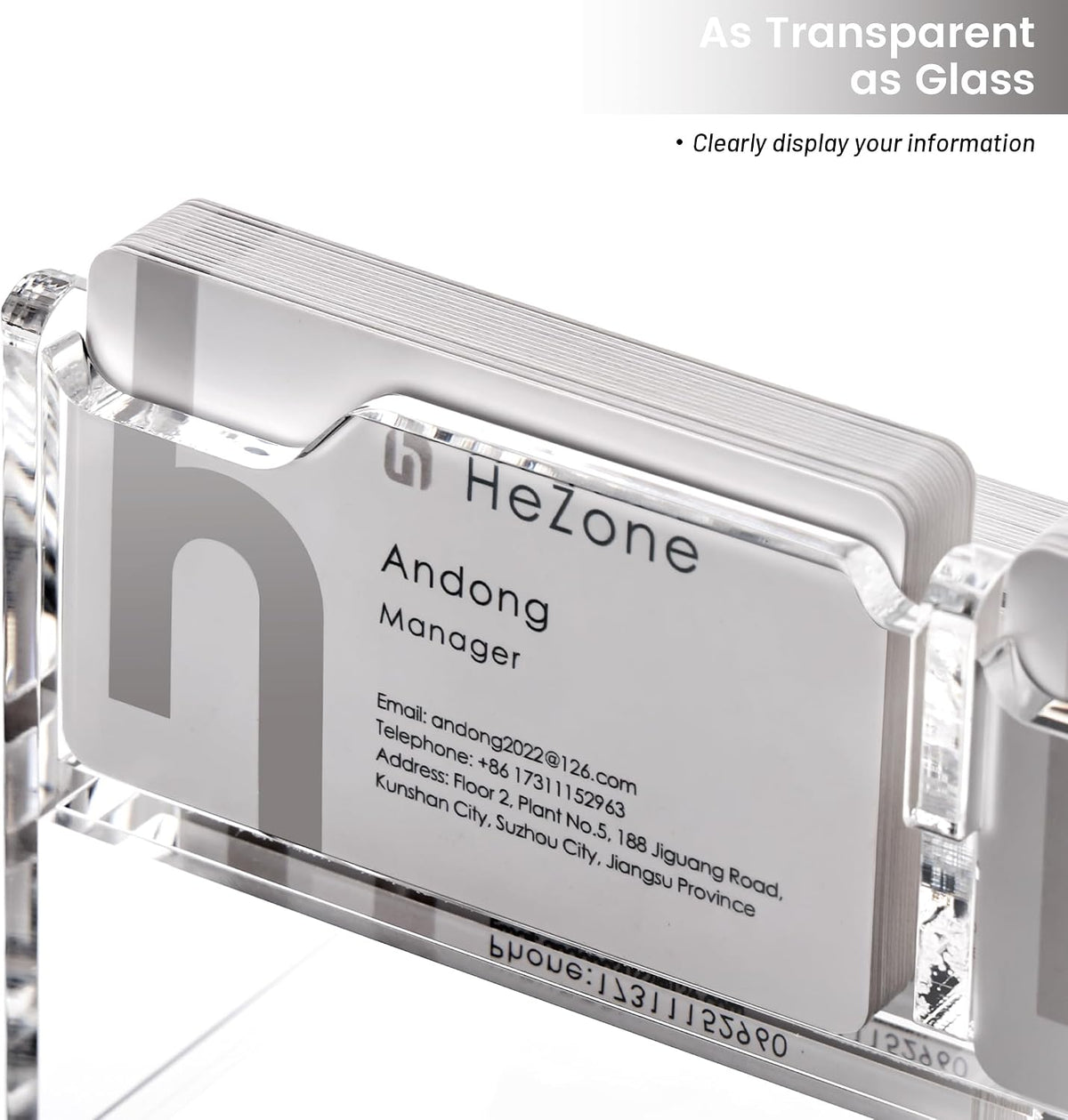 Acrylic Card Holder Clear Horizontal Business Card Organizer Stand for Desk 1 Slots Business Cards Stand for Women and Men,Office Desk Accessories,Organize 50 Cards-1 Pack
