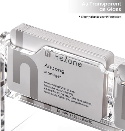 Acrylic Card Holder Clear Horizontal Business Card Organizer Stand for Desk 1 Slots Business Cards Stand for Women and Men,Office Desk Accessories,Organize 50 Cards-1 Pack