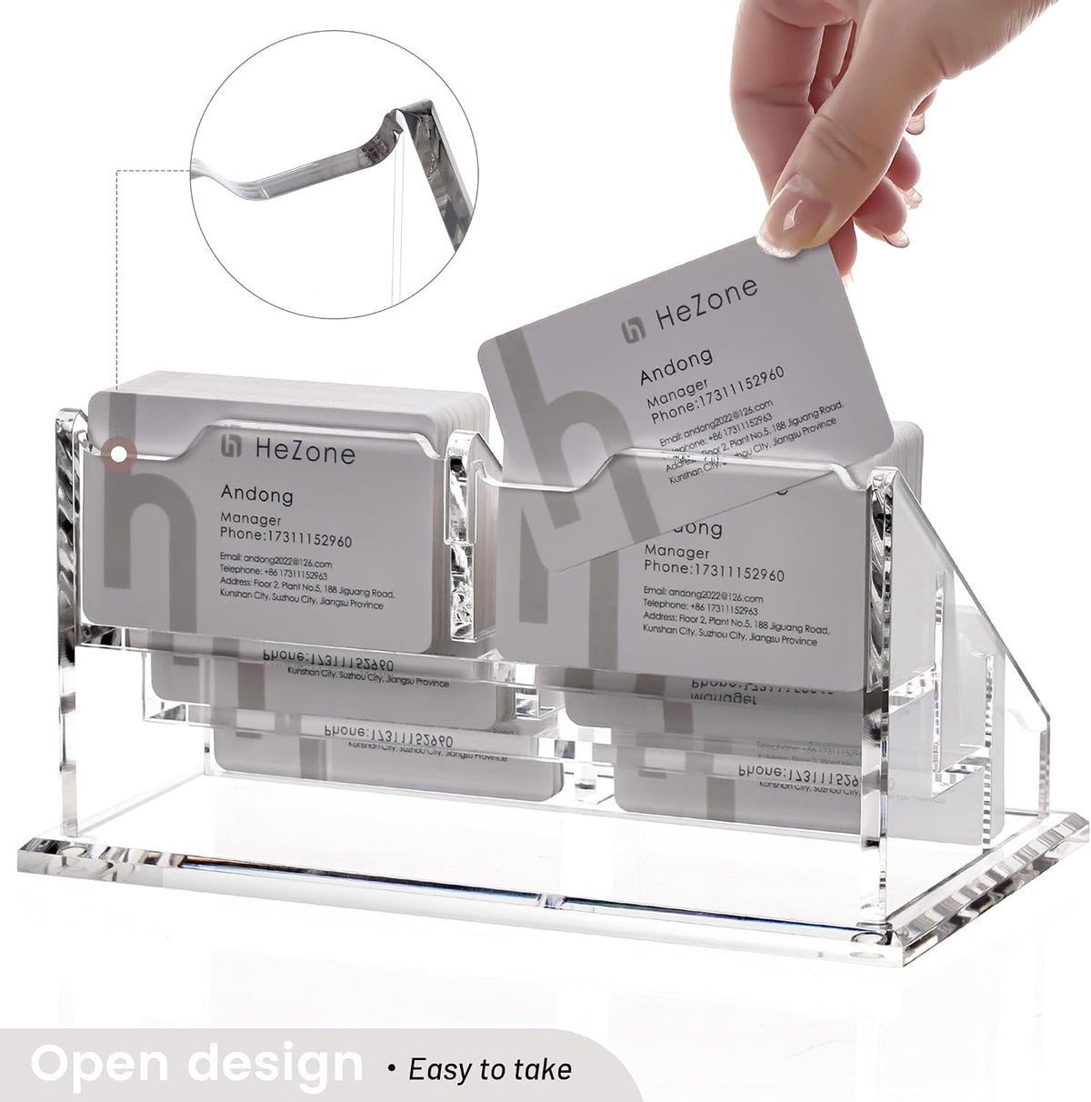 Acrylic Card Holder Clear Horizontal Business Card Organizer Stand for Desk 1 Slots Business Cards Stand for Women and Men,Office Desk Accessories,Organize 50 Cards-1 Pack