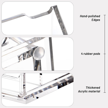 Acrylic Card Holder Clear Horizontal Business Card Organizer Stand for Desk 1 Slots Business Cards Stand for Women and Men,Office Desk Accessories,Organize 50 Cards-1 Pack