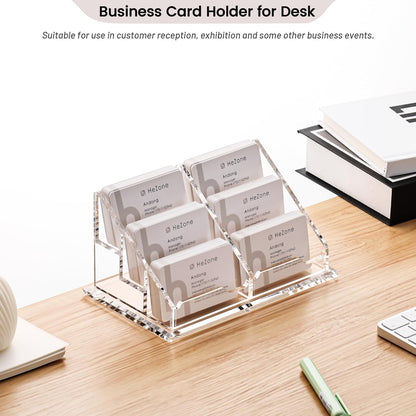 Acrylic Card Holder Clear Horizontal Business Card Organizer Stand for Desk 1 Slots Business Cards Stand for Women and Men,Office Desk Accessories,Organize 50 Cards-1 Pack