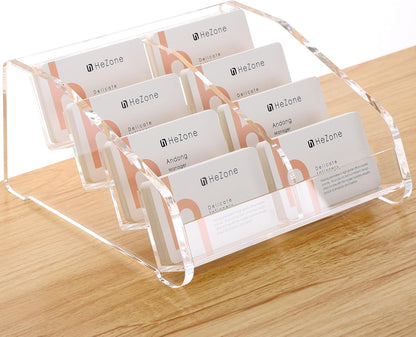 Acrylic Card Holder Clear Horizontal Business Card Organizer Stand for Desk 1 Slots Business Cards Stand for Women and Men,Office Desk Accessories,Organize 50 Cards-1 Pack
