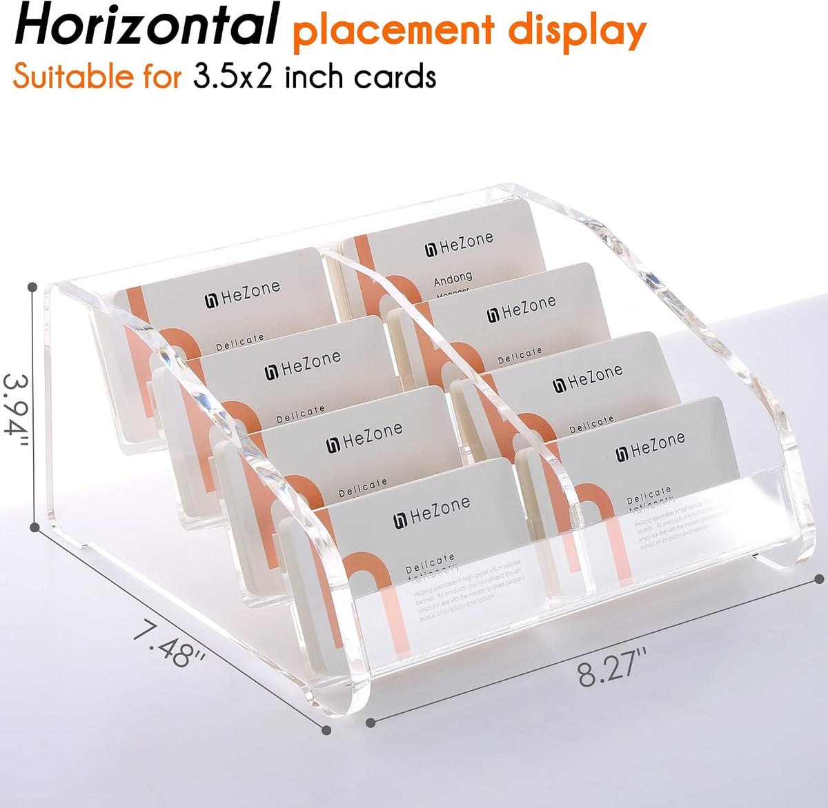 Acrylic Card Holder Clear Horizontal Business Card Organizer Stand for Desk 1 Slots Business Cards Stand for Women and Men,Office Desk Accessories,Organize 50 Cards-1 Pack
