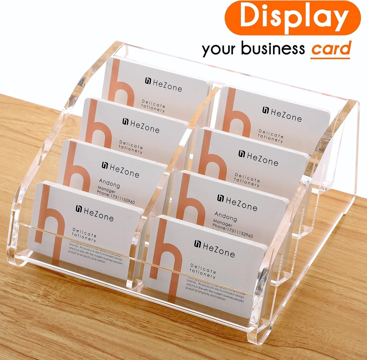Acrylic Card Holder Clear Horizontal Business Card Organizer Stand for Desk 1 Slots Business Cards Stand for Women and Men,Office Desk Accessories,Organize 50 Cards-1 Pack