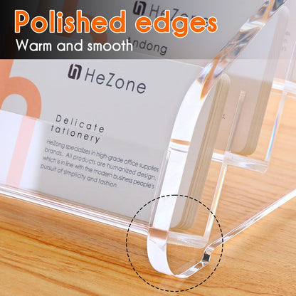 Acrylic Card Holder Clear Horizontal Business Card Organizer Stand for Desk 1 Slots Business Cards Stand for Women and Men,Office Desk Accessories,Organize 50 Cards-1 Pack