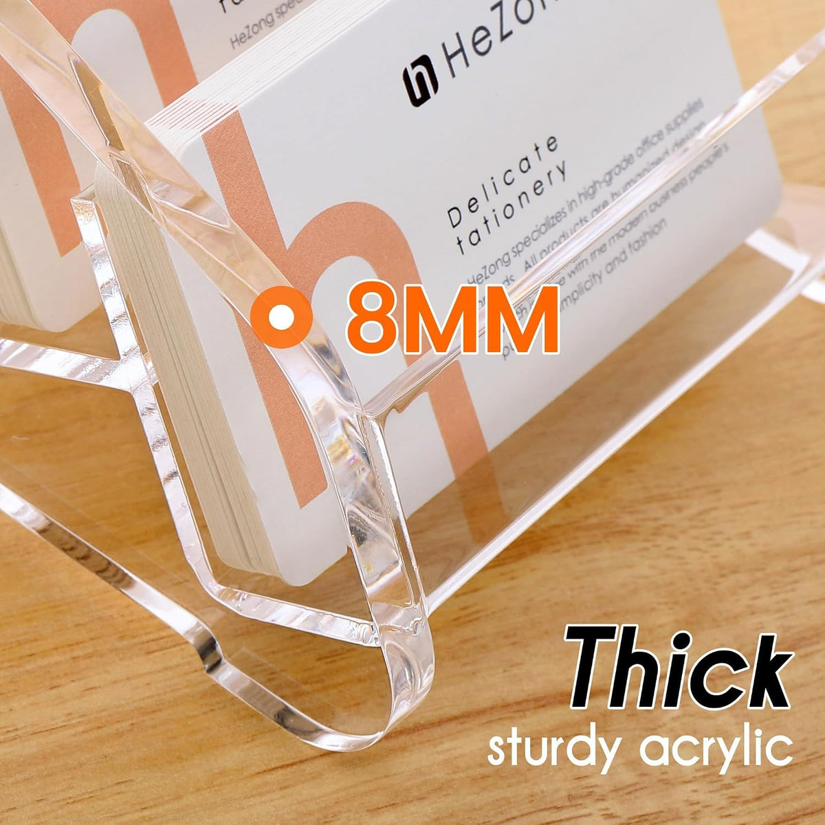 Acrylic Card Holder Clear Horizontal Business Card Organizer Stand for Desk 1 Slots Business Cards Stand for Women and Men,Office Desk Accessories,Organize 50 Cards-1 Pack