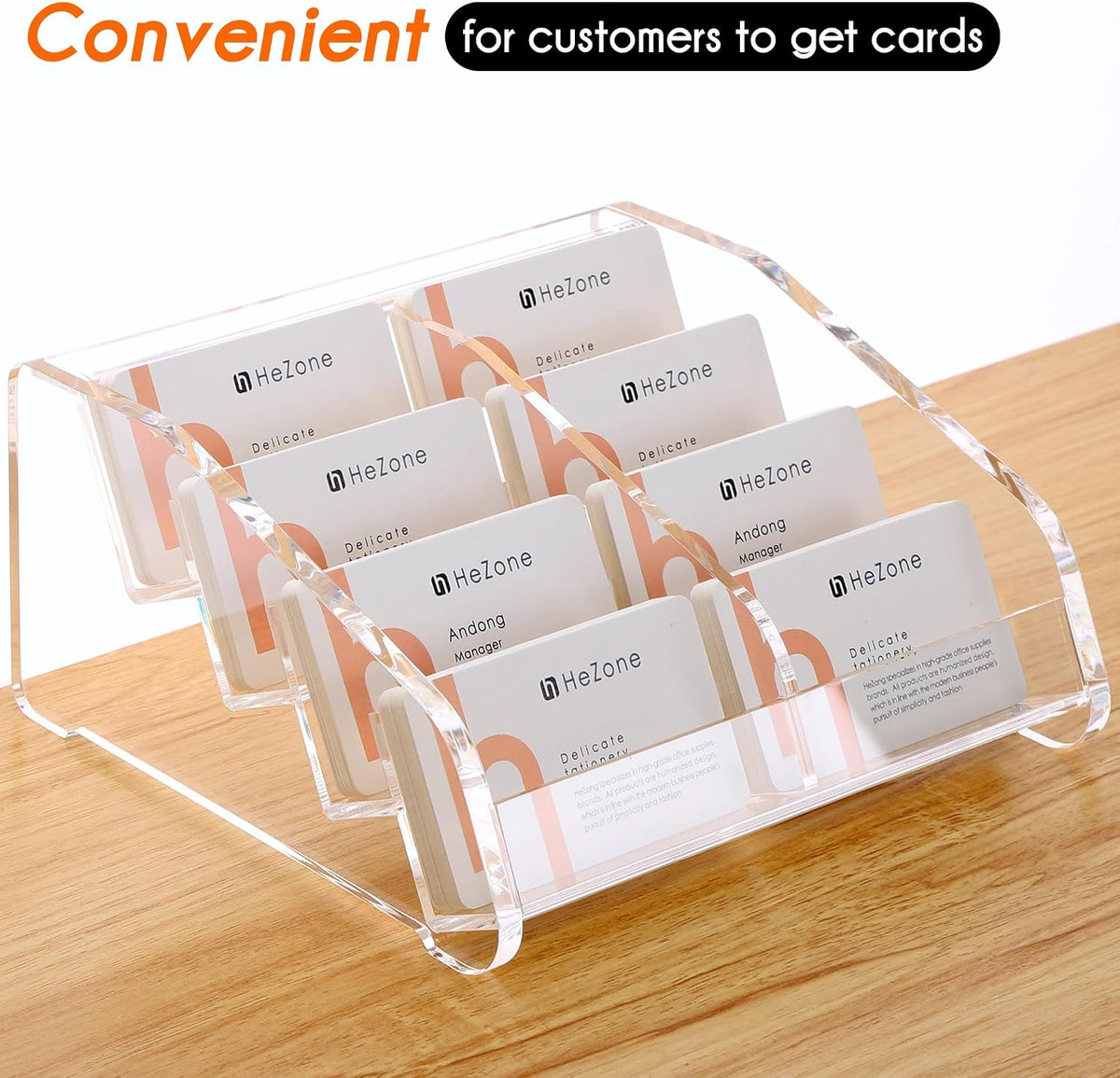Acrylic Card Holder Clear Horizontal Business Card Organizer Stand for Desk 1 Slots Business Cards Stand for Women and Men,Office Desk Accessories,Organize 50 Cards-1 Pack