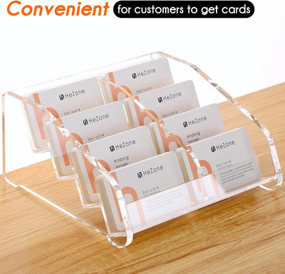 Acrylic Card Holder Clear Horizontal Business Card Organizer Stand for Desk 1 Slots Business Cards Stand for Women and Men,Office Desk Accessories,Organize 50 Cards-1 Pack