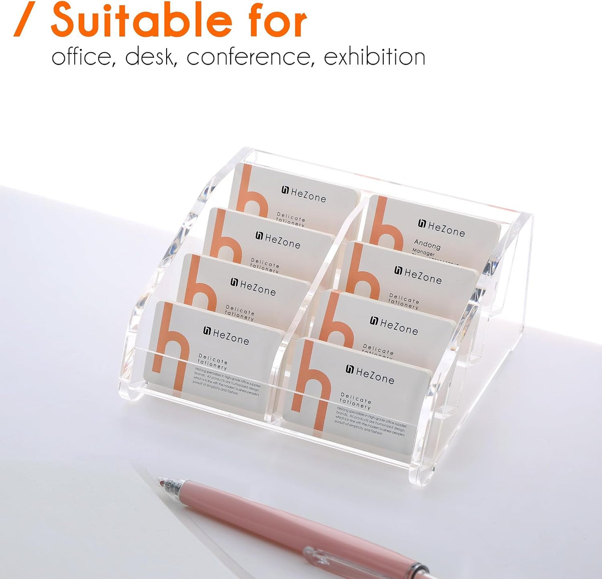 Acrylic Card Holder Clear Horizontal Business Card Organizer Stand for Desk 1 Slots Business Cards Stand for Women and Men,Office Desk Accessories,Organize 50 Cards-1 Pack