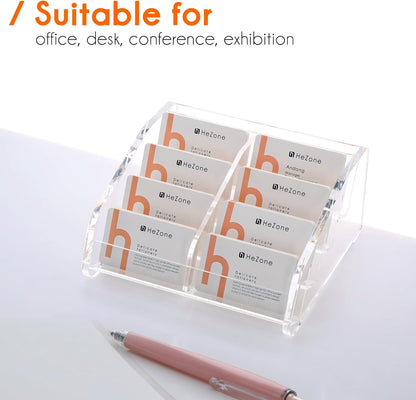Acrylic Card Holder Clear Horizontal Business Card Organizer Stand for Desk 1 Slots Business Cards Stand for Women and Men,Office Desk Accessories,Organize 50 Cards-1 Pack