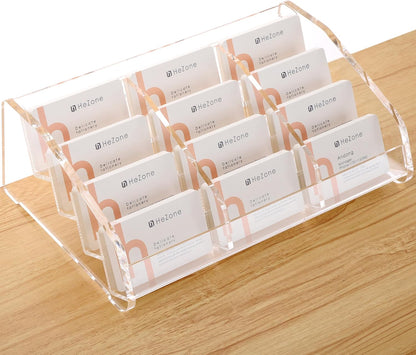 Acrylic Card Holder Clear Horizontal Business Card Organizer Stand for Desk 1 Slots Business Cards Stand for Women and Men,Office Desk Accessories,Organize 50 Cards-1 Pack