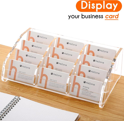 Acrylic Card Holder Clear Horizontal Business Card Organizer Stand for Desk 1 Slots Business Cards Stand for Women and Men,Office Desk Accessories,Organize 50 Cards-1 Pack