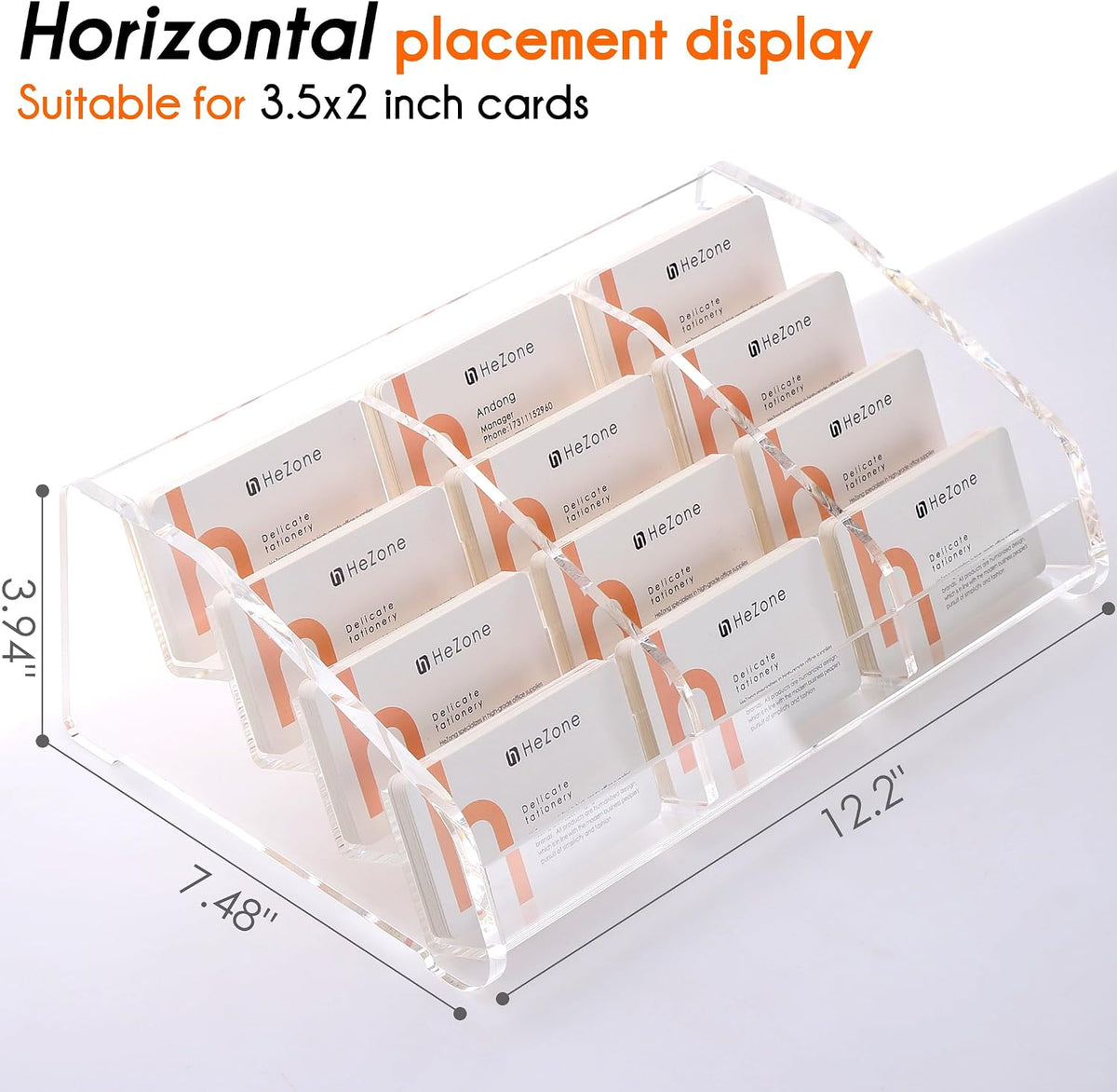 Acrylic Card Holder Clear Horizontal Business Card Organizer Stand for Desk 1 Slots Business Cards Stand for Women and Men,Office Desk Accessories,Organize 50 Cards-1 Pack