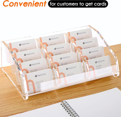 Acrylic Card Holder Clear Horizontal Business Card Organizer Stand for Desk 1 Slots Business Cards Stand for Women and Men,Office Desk Accessories,Organize 50 Cards-1 Pack