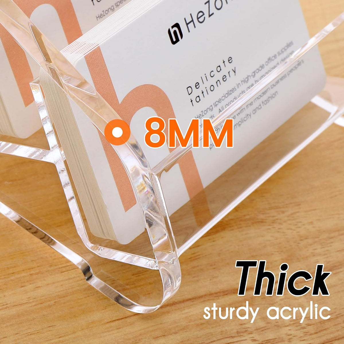 Acrylic Card Holder Clear Horizontal Business Card Organizer Stand for Desk 1 Slots Business Cards Stand for Women and Men,Office Desk Accessories,Organize 50 Cards-1 Pack