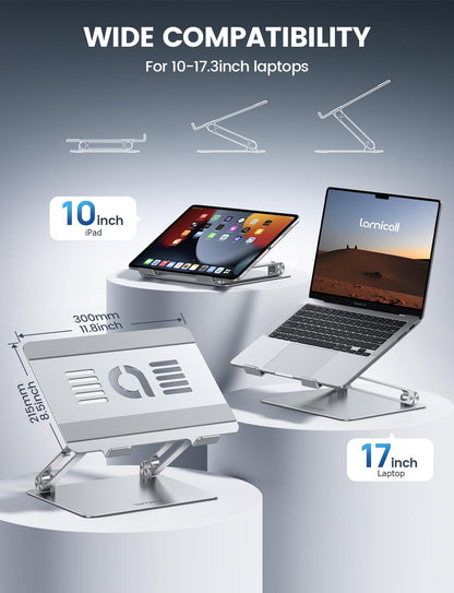 Aluminum Laptop Stand for Desk for MacBook Air Pro Neo 10-17.3''
