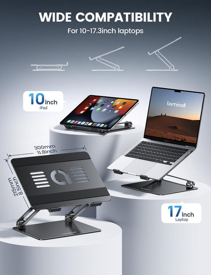 Aluminum Laptop Stand for Desk for MacBook Air Pro Neo 10-17.3''