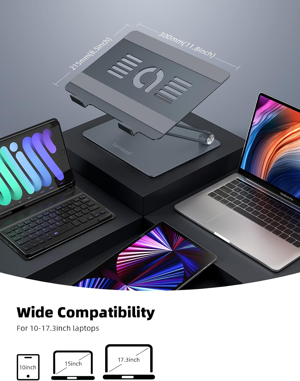 Aluminum Laptop Stand for Desk for MacBook Air Pro Neo 10-17.3''