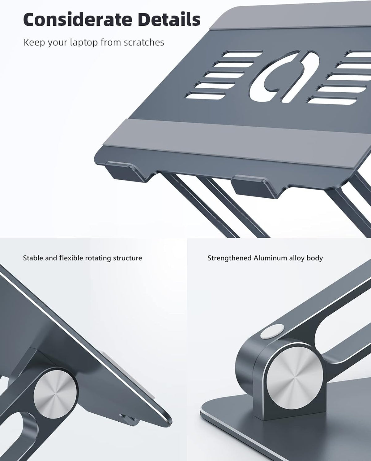 Aluminum Laptop Stand for Desk for MacBook Air Pro Neo 10-17.3''