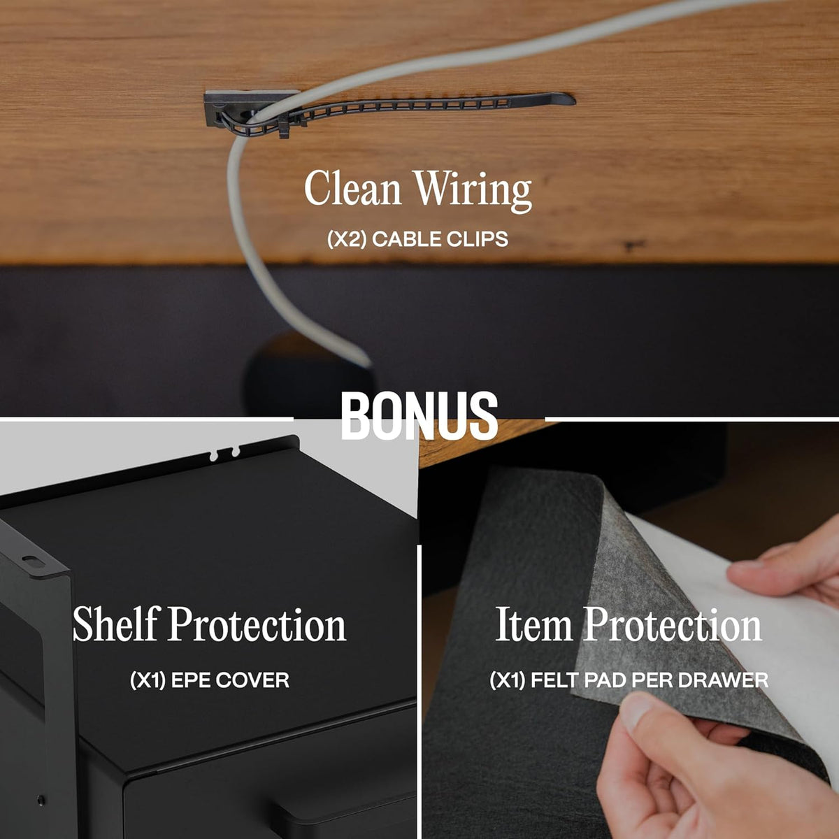 Under Desk Drawer Slide-Out – Lockable Metal Storage Drawers with Cable Management for Office & Home (Double, Non-Bracketed)
