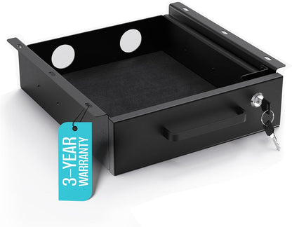 Under Desk Drawer Slide-Out – Lockable Metal Storage Drawers with Cable Management for Office & Home (Double, Non-Bracketed)