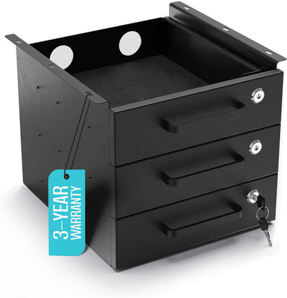 Under Desk Drawer Slide-Out – Lockable Metal Storage Drawers with Cable Management for Office & Home (Double, Non-Bracketed)