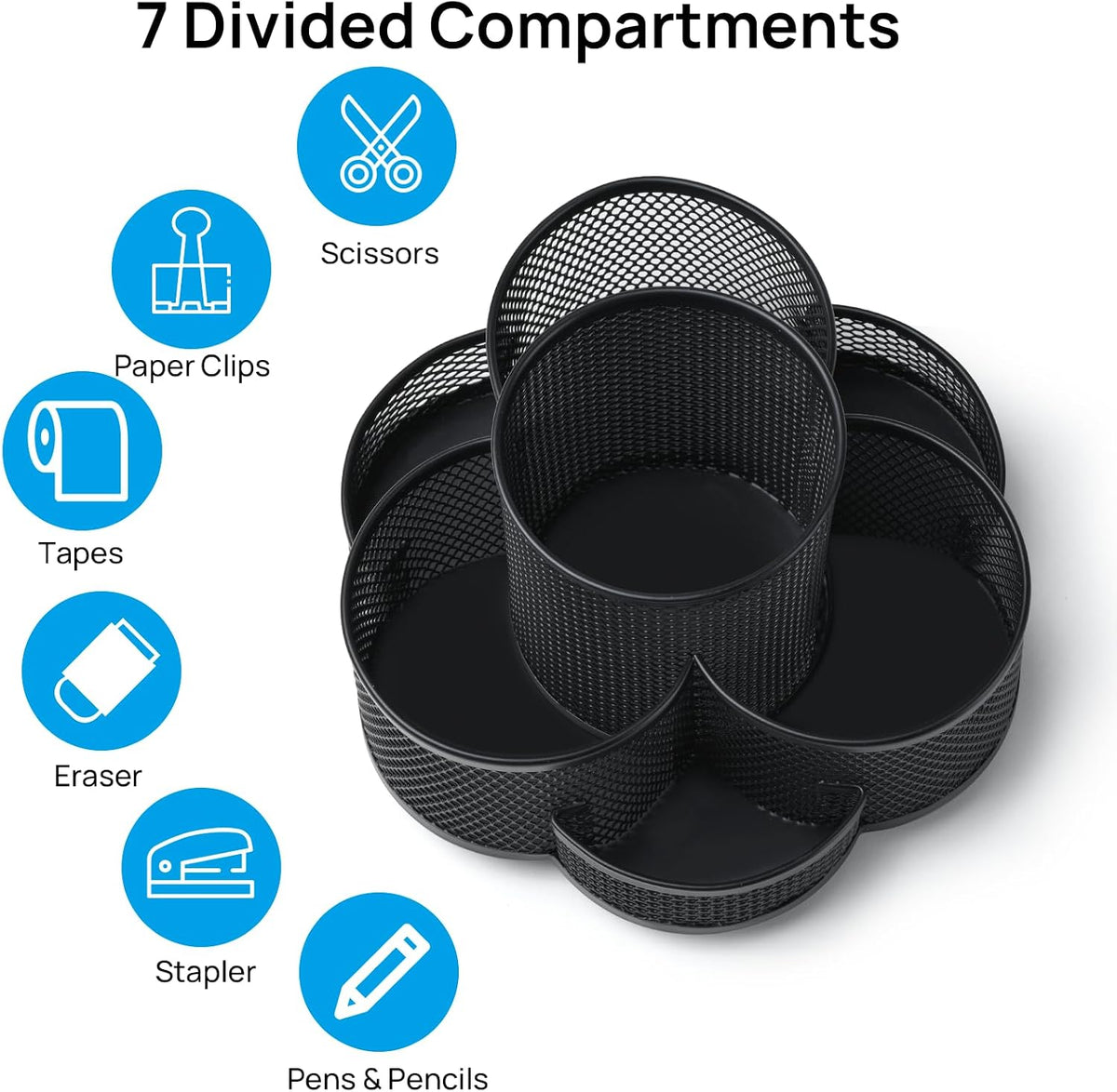 360 Rotating Pencil/Pen Holder for Desk in Black
